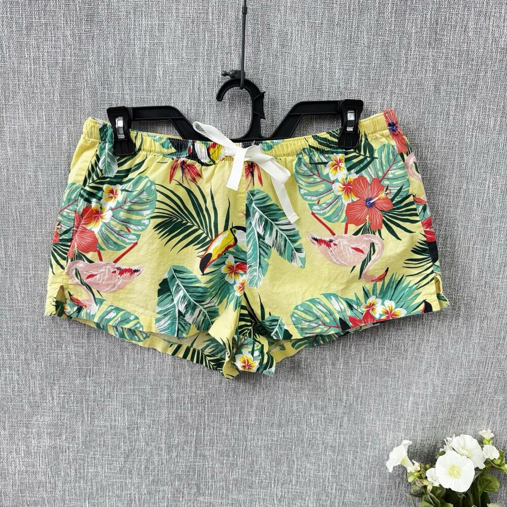 Old Navy Floral Tropical Flamingo Everyday Shorts Womens Size S Mid Rise Cotton